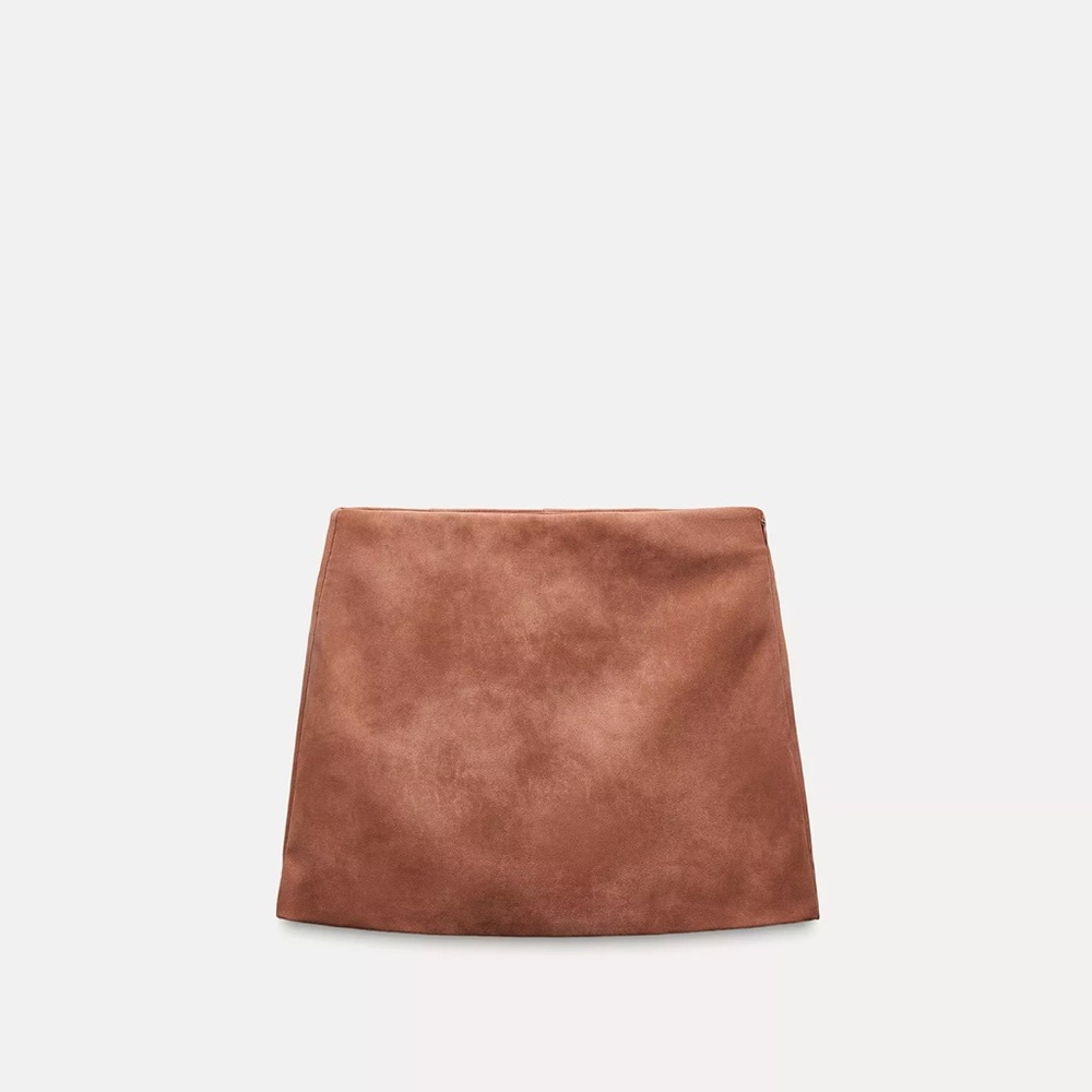 Faux Brown Suede Skort
